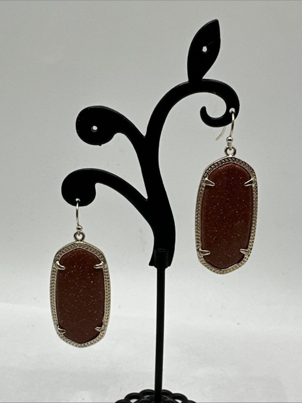 Kendra Scott Elle Drop Dangle Earrings Gold Tone Goldstone 1.75" .75”